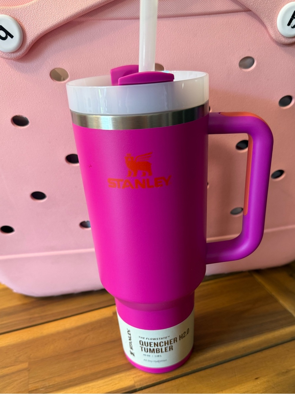 Stanley pink Quencher tumbler with handle, 40 oz. Brand new with tags.